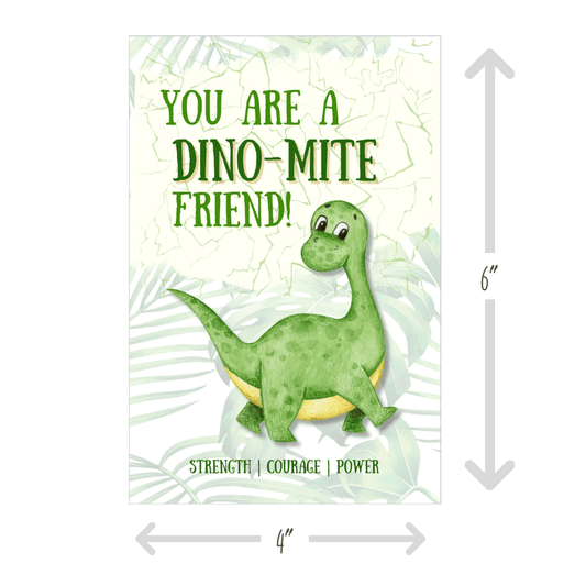 Friendship Cards | "You are a Dino-Mite Friend" Dinosaur Crystal | Set of 10
