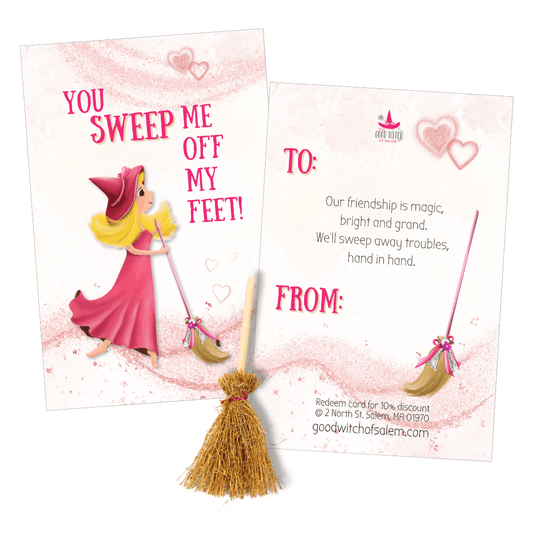 Friendship Cards | "You Sweep Me Off My Feet" Witch’s Broom| Set of 10