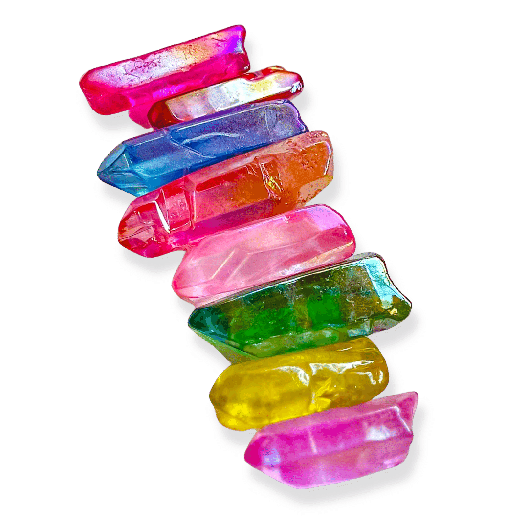 Aura Quartz Crystals: Rainbow Pack of Eight (8) | The Good Witch