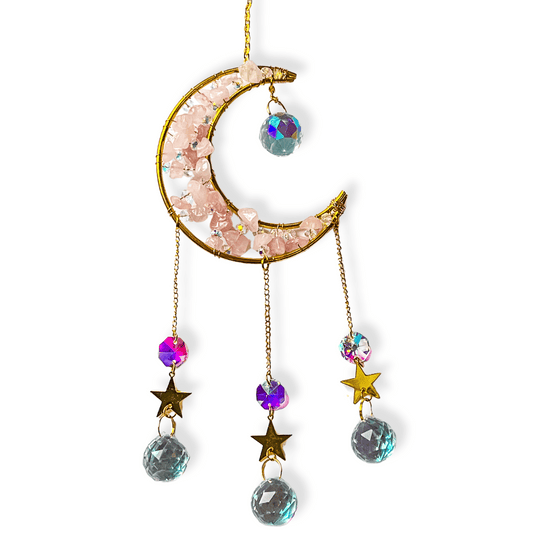 Rose Quartz Hanging Moon Crystal | The Good Witch of Salem