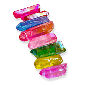 Aura Quartz Crystals: Rainbow Pack of Eight (8)