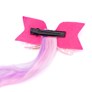 Glitter Bow Hair Extension for Kids | Pink - Purple
