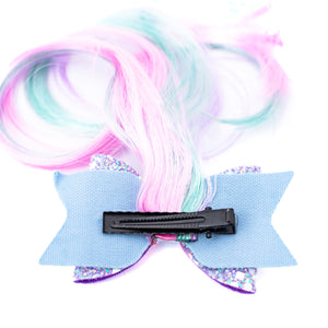 Glitter Bow Hair Extension for Kids | Blue - Purple
