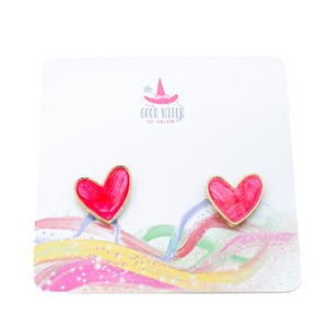 Pink Heart Stud Earrings | The Good Witch of Salem