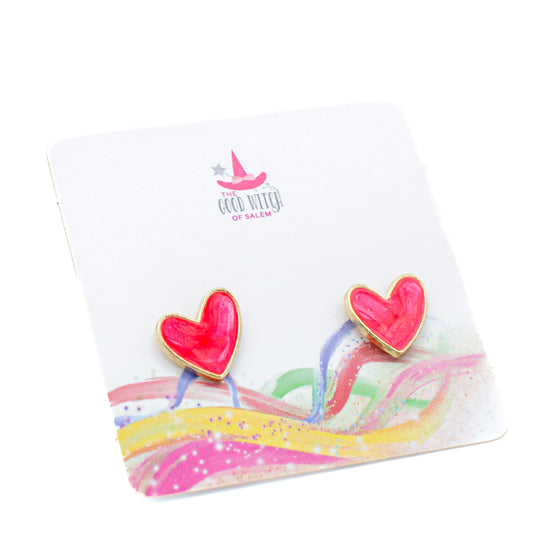 Pink Heart Stud Earrings | The Good Witch of Salem