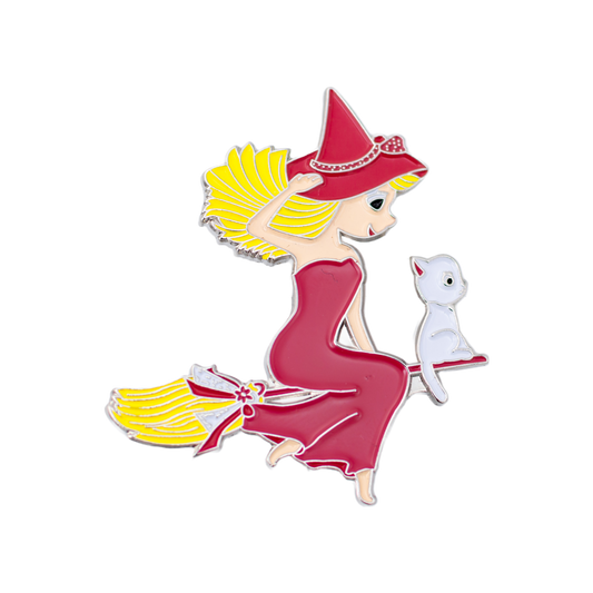 The Good Witch of Salem Enamel Pin | Broom Flying