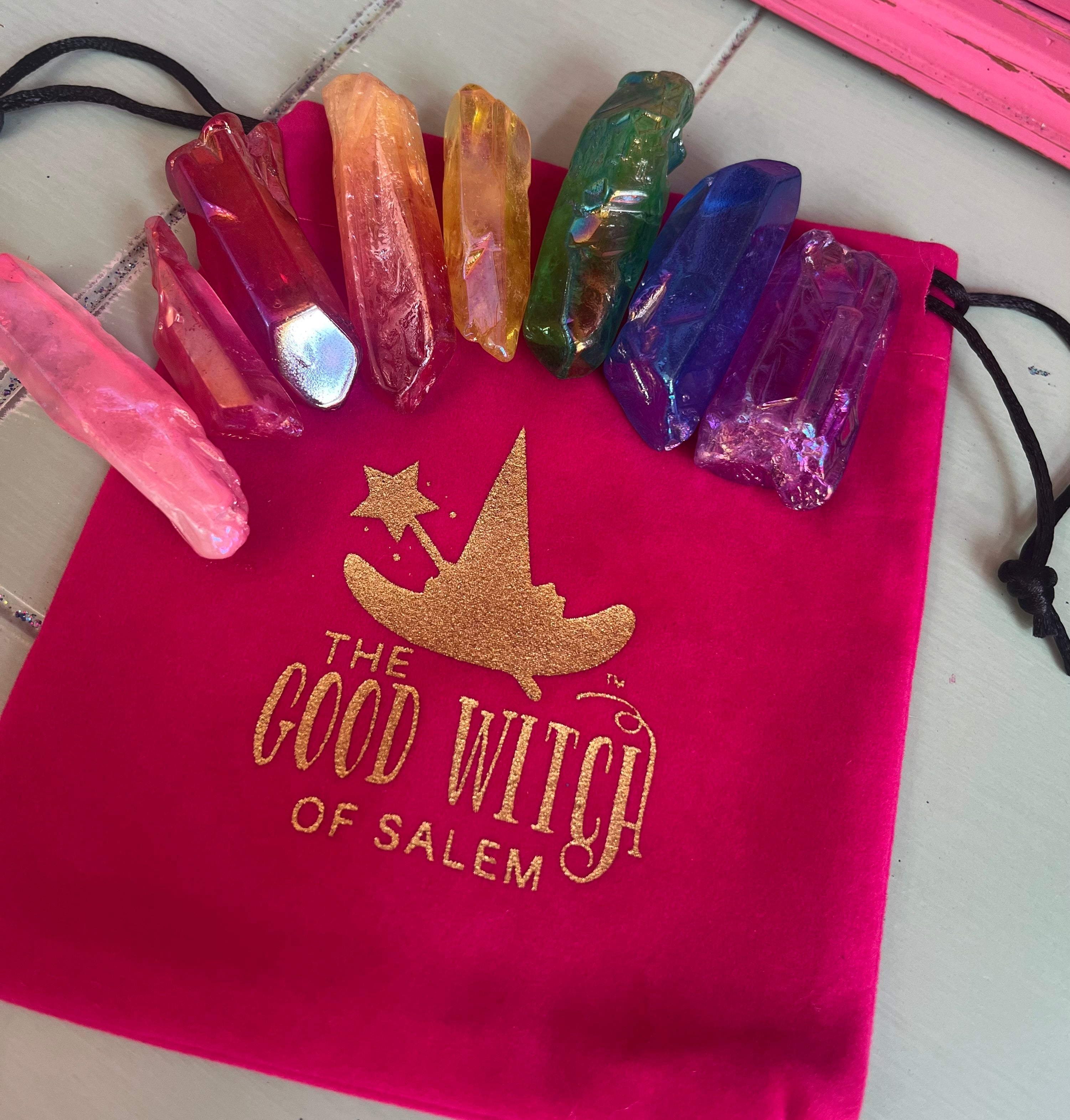 Aura Quartz Crystals: Rainbow Pack of Eight (8) | The Good Witch