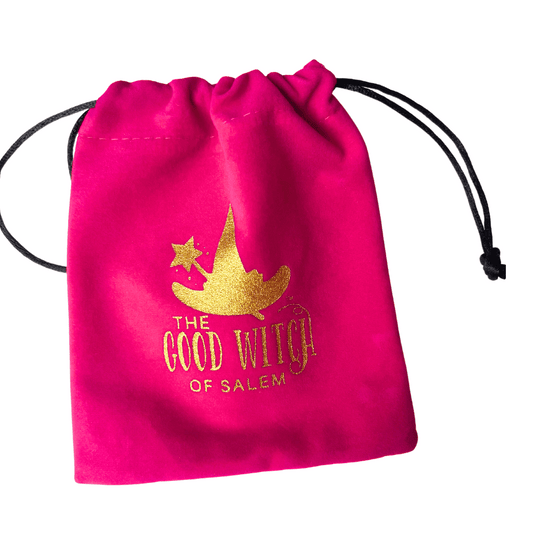 Good Witch Logo Crystal Velvet Pouch | Pink | Good Witch of Salem®